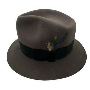 Indiana Jones Fedora Hat Vintage Stetson Mens Brown Wool Fitted Size 7 1/4